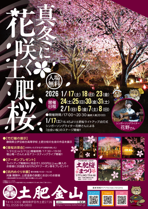 土肥桜ライトアップ 2026年1月17日(土)より開催!